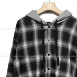 (UNISEX) Kitchie Hood Balloon Checkered Shirt