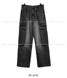 Wide cargo denim pants