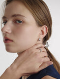 Ice Block Silver One-Touch Earrings M