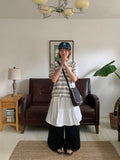 Kaol Stripe Dot Hood Short Sleeve Tee