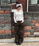 Dabu Lace Button Ribbed Cardigan
