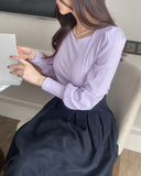 Spring Ersa Heart Neck Ribbed T-Shirt