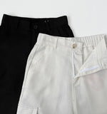 Linen Pocket Cargo Banding Straight Wide Cotton Pants