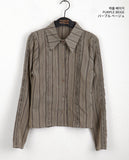 [MADE] Dough Vintage Stripe Lace Slim Shirt