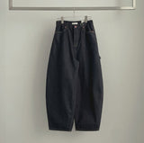 Heart Back Pocket Raw Non-fade Carpenter Balloon Wide Denim Pants
