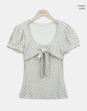 Cookin Check Ribbon Short Sleeve T-shirt
