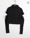 Nikun Brushed Slit Turtleneck Long Sleeve T-Shirt