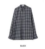 Pocky Button Neck Collar Check Shirt