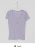Kiri Punching Round Button Color Short Sleeve Tee