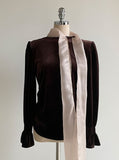 Coen Satin Tie Velvet Blouse