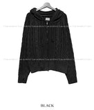 Cent cable knit hooded zip-up