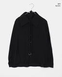 Mirun Belt High-Neck Overfit Long-Sleeve Shirt