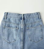 Bow Slit H-line Denim Skirt