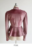 Roselle Peplum Tie Velvet Jacket Blouse