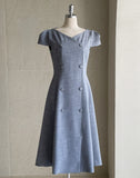 Seipi Double Button Puff Tweed Flare One Piece