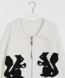 Tsukomi Two-Way Collar Pocket Wool Knit Zip-Up Cardigan