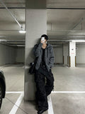 Multi-pocket cargo denim pants