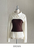 Collette Knit Top Color Matching Shirt