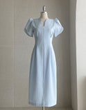 Leje Heart Neck Tweed Pin Tuck One Piece