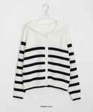 Surring Stripe Hood Knit Cardigan