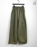 Jed Pintuck Balloon Cotton Cargo Two-Way Long Wide Jogger Pants