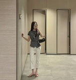 Hem Side Slit Ankle Length Capri Span Cotton Pants