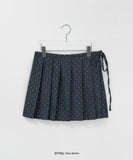 [BAONHAUS] Dendoru Ribbon Dot Raw Denim Pleats Wrap Skirt