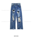 Vent relief damage wide denim