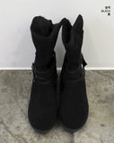 [Fur lining] Reveal vintage belt shirring suede 3cm middle boots