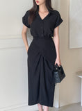 Oe Short Sleeve Shirt Wrap One Piece
