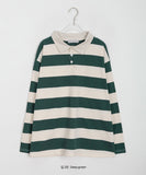 Chopin stripe collar long sleeve tee