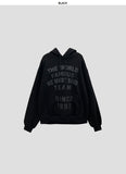 Unisex world lettering brushed hoodie