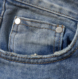 Dusty damage wide denim pants