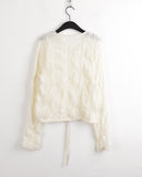 Glo Guest Look Lace Pleated String Long Sleeve Blouse