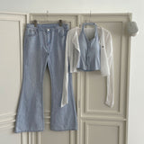 Slim Low-Rise Lightweight Semi Long Bootcut Denim Pants