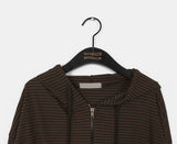 Convi Stripe Loose Fit 2-Way Hooded Zip-Up