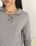 Sotten Mini Dot Polka Dot Frill Collar T-Shirt