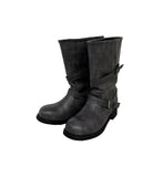 Two-Buckle Shirred Biker Boots