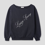 Rainy Lettering Off-Shoulder Sweatshirt