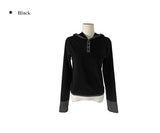 Chive Button Stripe Hood Brushed T-Shirt