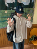 Nameko corduroy over hood shirt