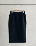 All Black Tweed H-Line Skirt