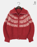 Helky Nordic Pattern Two-Way Knit Zip-Up