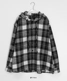 [unisex] Kudeni Peach Fuzz Check Hood Shirt