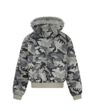 Ash camo fur crop padding