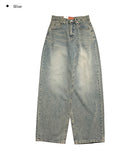 Greek Washing Denim Wide Pants