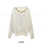 Via See-through Knit Hood Zip-up