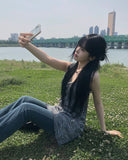 Chunky Damage Washing Denim Bootcut Pants