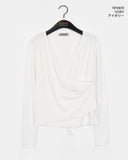 [Muffler set] Hicker tie strap muffler wrap button long sleeve T-shirt