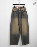 Cama Yellow Washing Vintage Long Wide Denim Pants